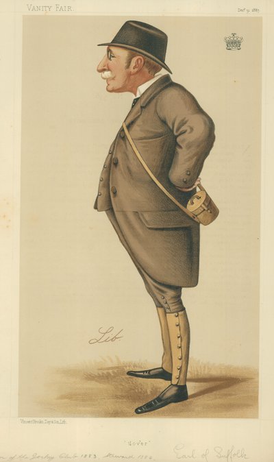 The Earl of Suffolk and Berkshire, Dover, 31 December 1887, Vanity Fair cartoon by Liborio Prosperi